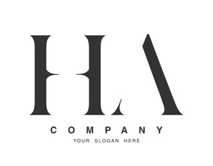 HA logo design. Initial letter h and a serif font style. Creative classic company name typography. Trendy logotype or identity.