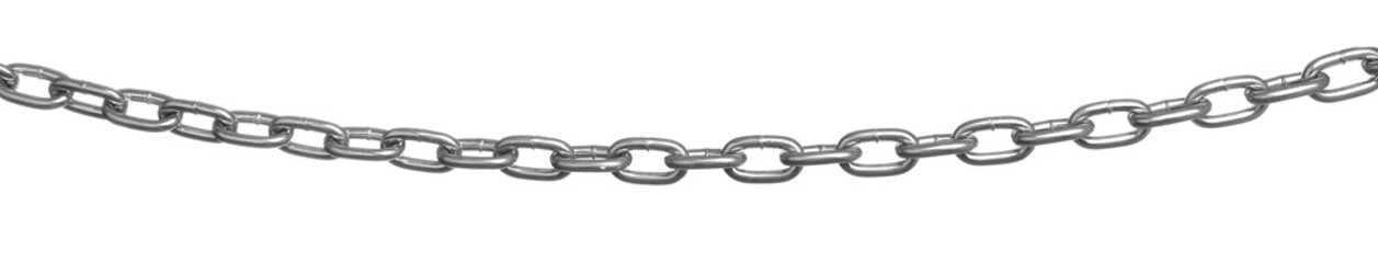 Obraz premium One common metal chain on white background