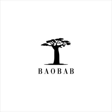 madagascar africa baobab tree silhouette design template for medical plant 