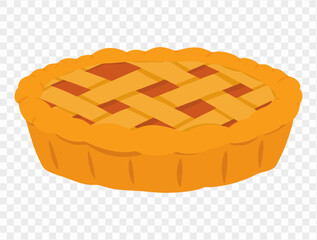 Pumpkin pie,flat minimalist style, perfect for Thanksgiving celebrations. Transparent background for easy use in designs. vector