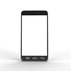 Modern smartphone showing blank screen on gray background