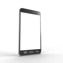 Modern smartphone showing blank screen on gray background