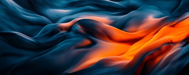Obraz premium Abstract flowing textures with vibrant orange and blue hues. Artistic fluid motion concept