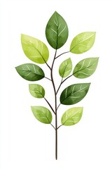 Fototapeta premium A vibrant watercolor illustration of a leaf branch featuring various shades of green, symbolizing nature's beauty.