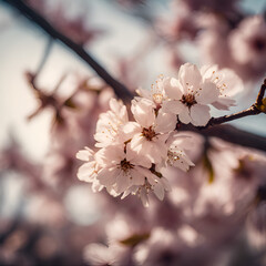 
Detail of cherry blossom tree in spring, golden light, cinematic, realisitc, detailed, real, contrast, clear.
