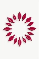 Obraz premium A circular arrangement of vibrant red leaves on a white background, creating a striking visual contrast.