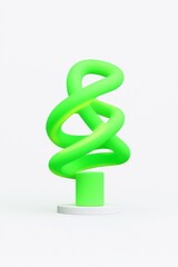 Obraz premium A vibrant green abstract sculpture spirals atop a white base, showcasing modern design and playful curves.