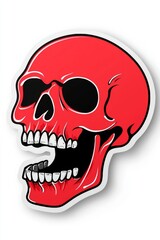 Obraz premium A vibrant red skull illustration with bold black outlines and exaggerated features, perfect for edgy designs.
