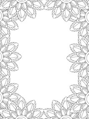 All these designs are hand-drawn and unique 
Flower Border is a Beautiful black and white illustration for aadult coloring book,
This is a printable Beautiful Zentangle Coloring page for KDP Interior,