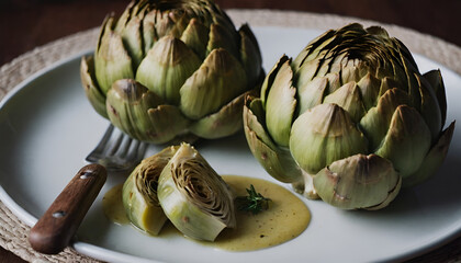 braised artichokes on a plate