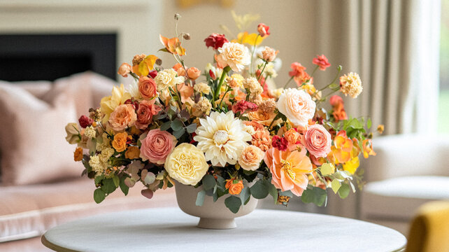 Beautiful autumn flowers bouquet, autumnal botanical home decor and floral arrangement, English countryside style and florist design for floral shop, flower arranging workshop or classes idea