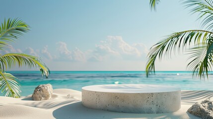 Summer Product Display on Tropical Beach