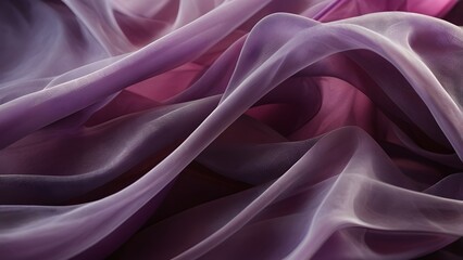 Obraz premium Abstract 3D rendering features fluid, silk and organza, layers with smooth waves in shades of purple, magenta and off white creating an ethereal feel. Contemporary Wallpaper, backdrop, texture
