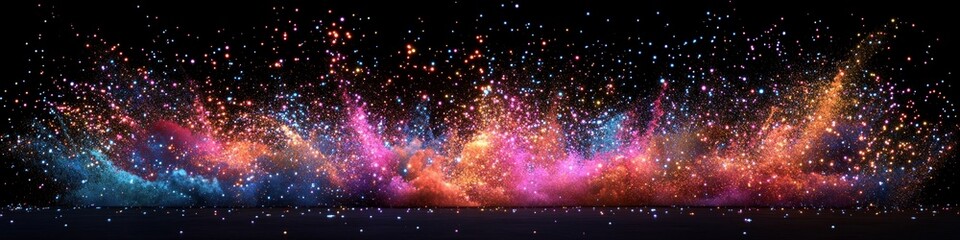 Obraz premium Dynamic 3D firework display for festive celebrations on dark background