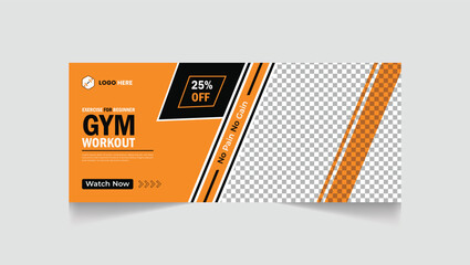 Gym, fitness social media post and web banner template design