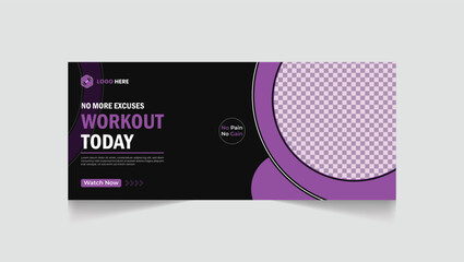 Gym, fitness social media post and web banner template design