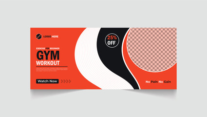 Gym, fitness social media post and web banner template design