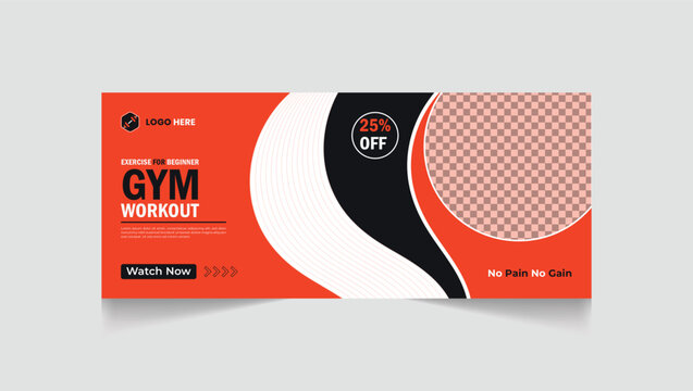 Gym, fitness social media post and web banner template design