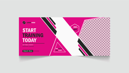 Gym, fitness social media post and web banner template design