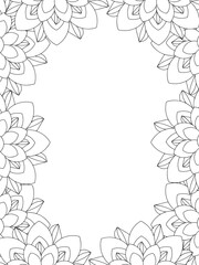 All these designs are hand-drawn and unique 
Flower Border is a Beautiful black and white illustration for aadult coloring book,
This is a printable Beautiful Zentangle Coloring page for KDP Interior,