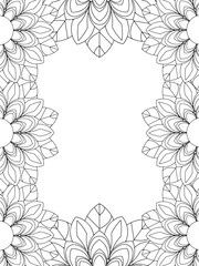 All these designs are hand-drawn and unique 
Flower Border is a Beautiful black and white illustration for aadult coloring book,
This is a printable Beautiful Zentangle Coloring page for KDP Interior,