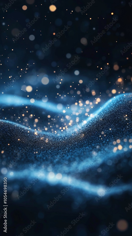 Poster abstract digital wave with glowing particles, futuristic and technology concept