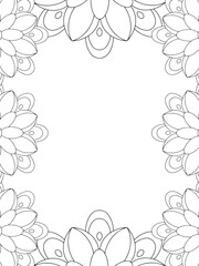 All these designs are hand-drawn and unique 
Flower Border is a Beautiful black and white illustration for aadult coloring book,
This is a printable Beautiful Zentangle Coloring page for KDP Interior,