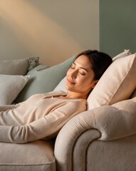 woman sleeping on sofa