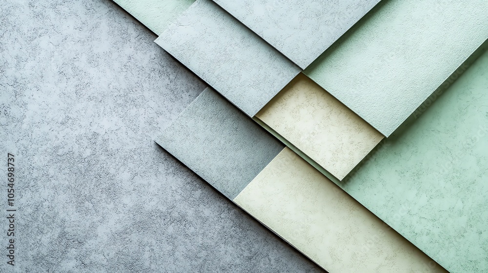 Aufkleber Abstract background of overlapping squares in various shades of green and gray.