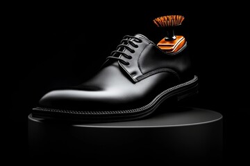Minimalist outline of a shoe brush gently polishing a leather shoe, capturing the essentials of care in a refined way, symbolizing simplicity and style