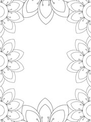 All these designs are hand-drawn and unique 
Flower Border is a Beautiful black and white illustration for aadult coloring book,
This is a printable Beautiful Zentangle Coloring page for KDP Interior,