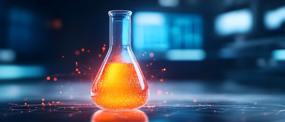 Colorful chemical reaction in a laboratory flask, emitting glowing sparks, demonstrating scientific exploration.