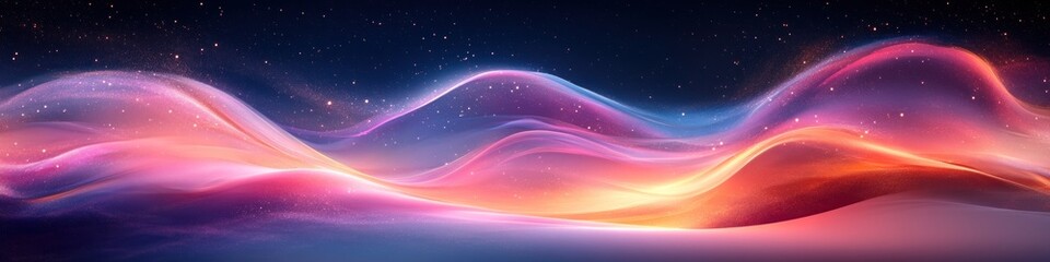 Abstract waves of light in vibrant colors against a dark backdrop.