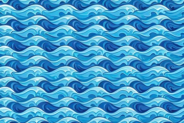 Seamless pattern of blue ocean waves background