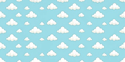 Seamless pattern of white clouds on light blue background