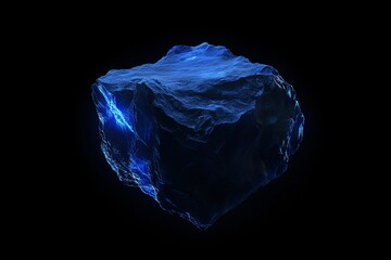 Fototapeta premium Blue crystal stone in the dark