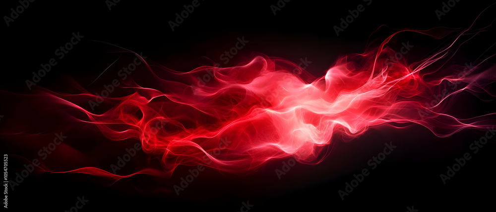 Poster abstract red wave light pattern on a black background, creating a vibrant and dynamic visual effect.