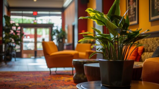 A poster with the plays title and cast members is prominently displayed in the lobby promoting the show.