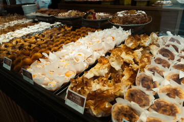 Close up of bakery treats in Lisbon Portugal