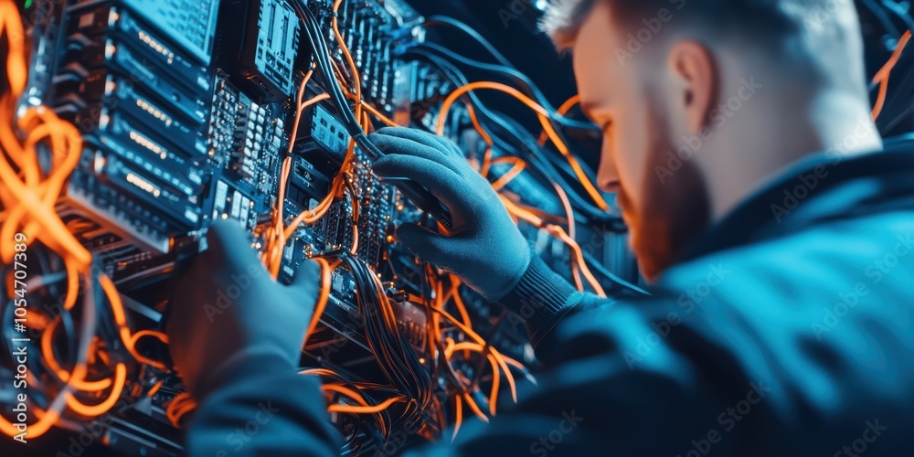 Poster database administrator overseeing secure server management in advanced technology environments for o