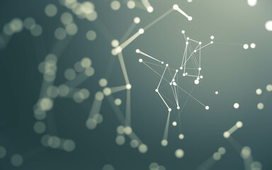Abstract background. Molecules technology with polygonal shapes, connecting dots and lines. Connection structure. Big data visualization.