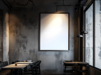 Mock up poster or photo frame on the wall in cafe part  10  