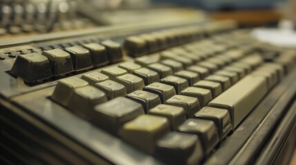 Showing keys that have been heavily used, this image of a vintage computer keyboard evokes feelings of nostalgia for the technology of the past