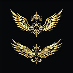 Elegant Gold Wing Frames: Vintage Angel & Cupid Silhouette Icon Collection
