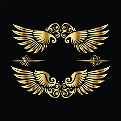 Elegant Gold Wing Frames: Vintage Angel & Cupid Silhouette Icon Collection
