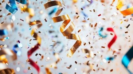 Fototapeta premium Sparkling Streamers and Ribbons for New Year Celebrations