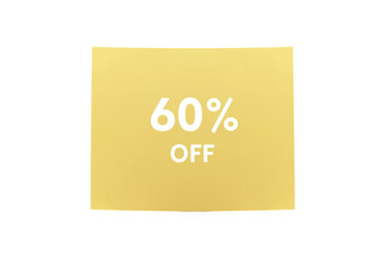 Elegant Gold Square Note Showcasing '60% OFF' in White Text - Perfect for Discount Promotions and Business Advertising!