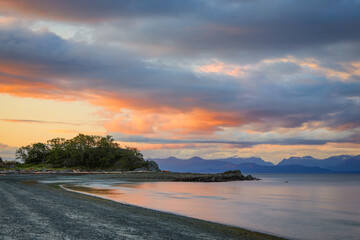 Golden sunset at pipers lagoon park in Nanaimo BC, Canada