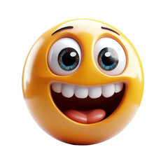 Fototapeta premium A 3D rendered emoji displaying a funny expression, characterized by large eyes and a wide smile, designed to bring a cheerful and lighthearted vibe.