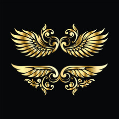 Royal Gold Wing Frames: Iconic Angel and Bird Wings in Decorative Silhouettes
